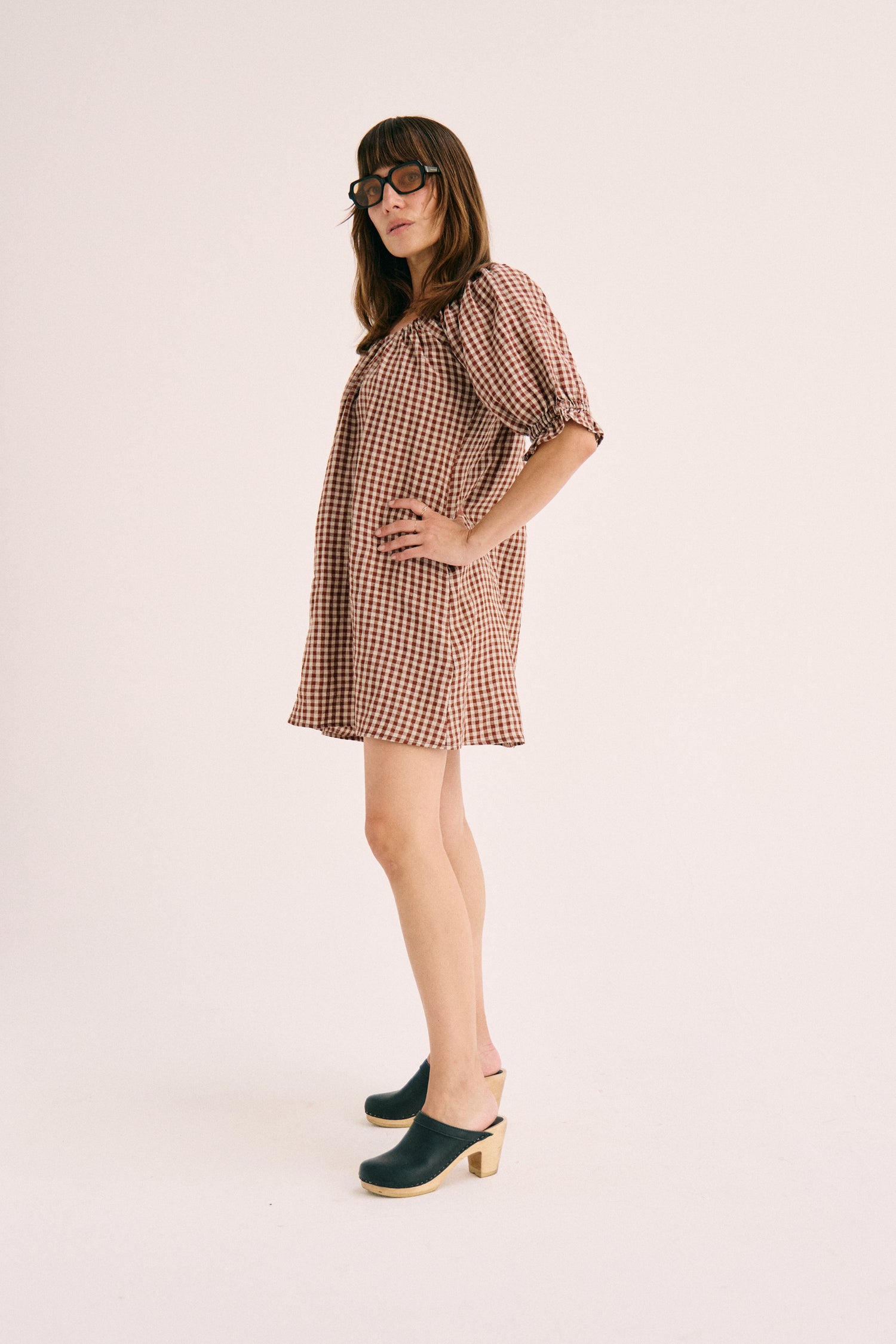 Clementine Dress - Brown Gingham