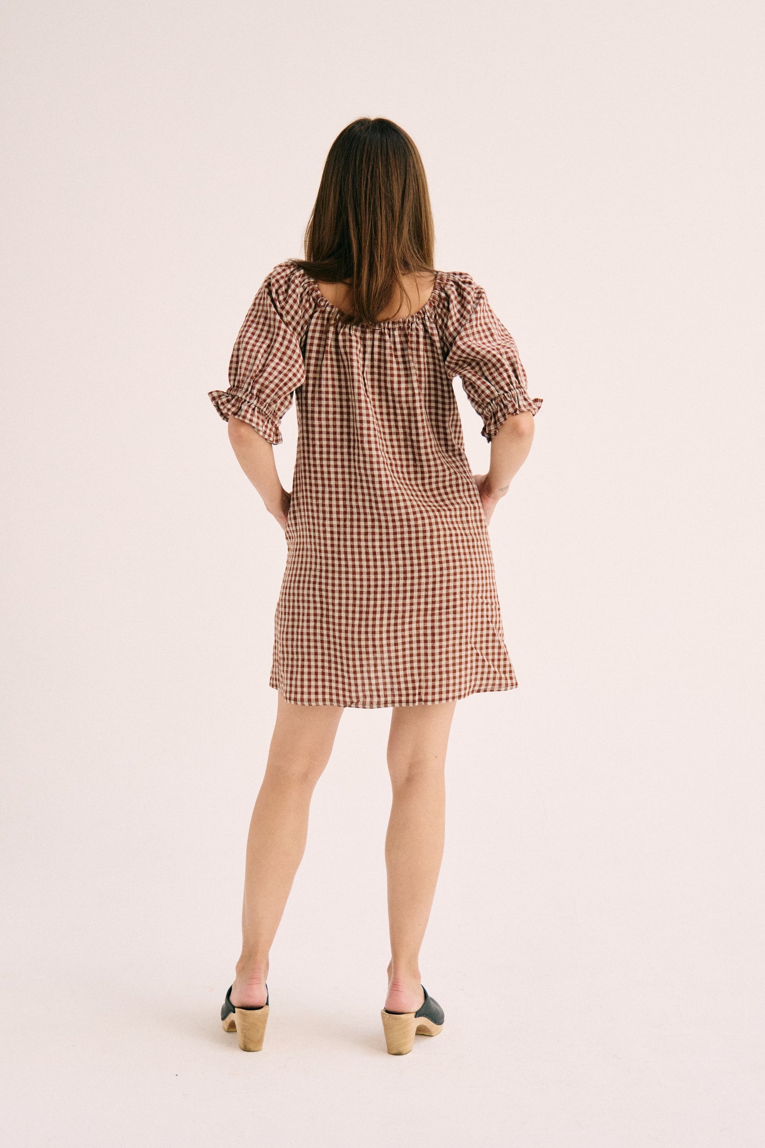 Clementine Dress - Brown Gingham