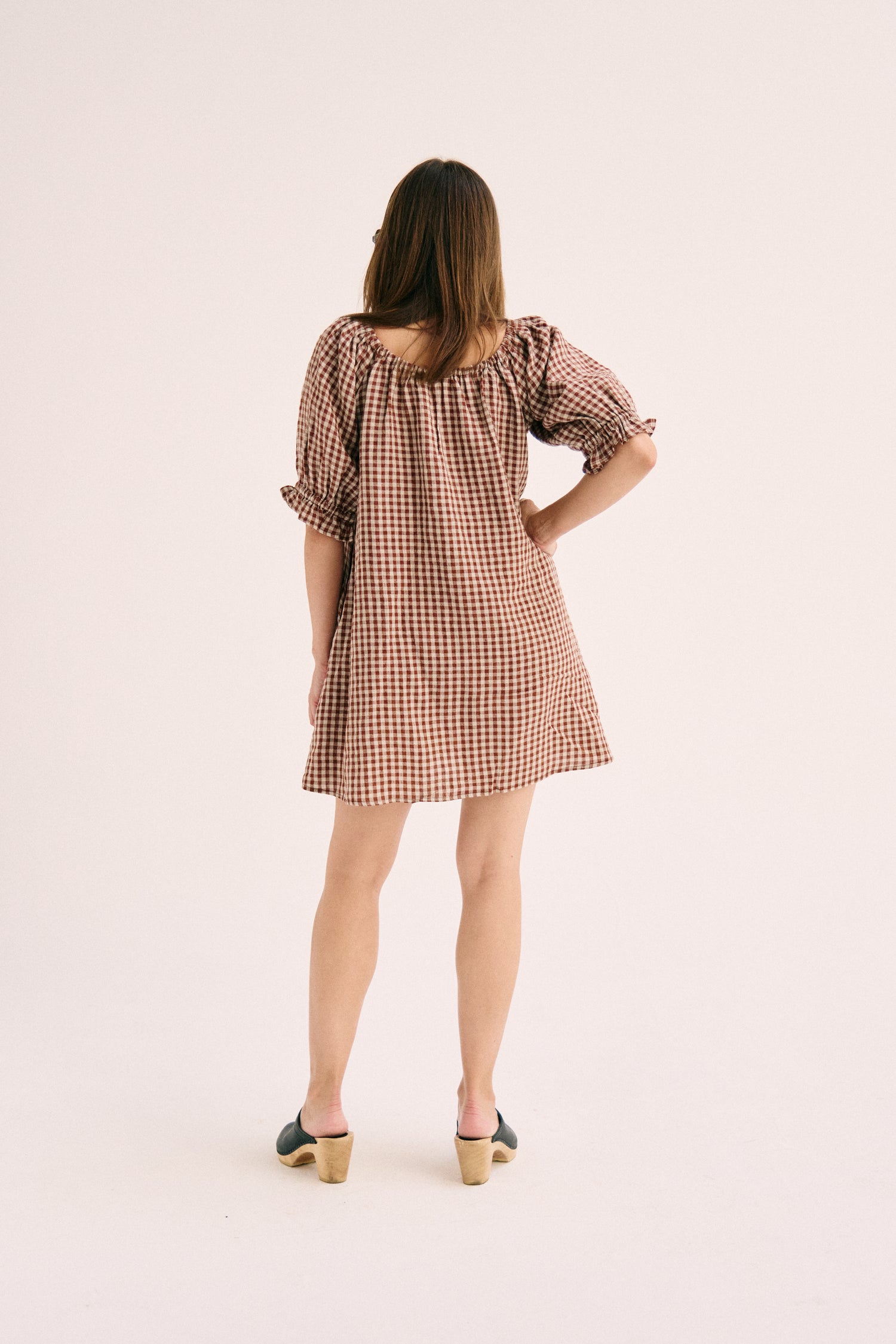 Clementine Dress - Brown Gingham