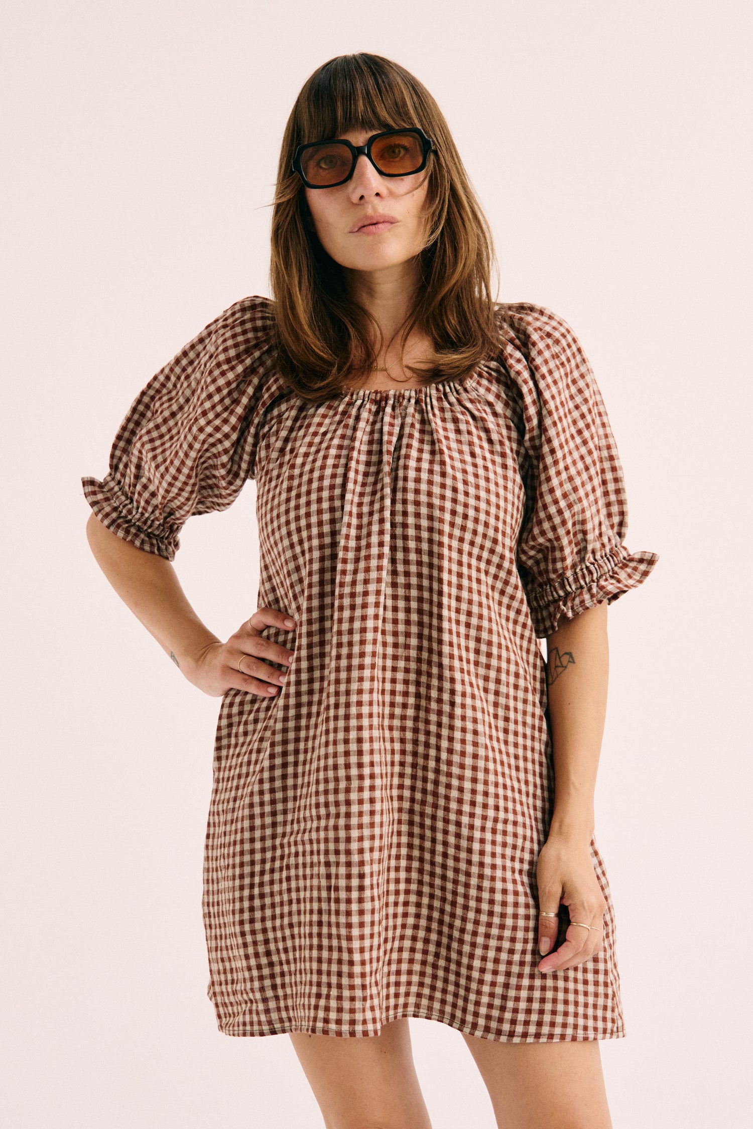 Clementine Dress - Brown Gingham