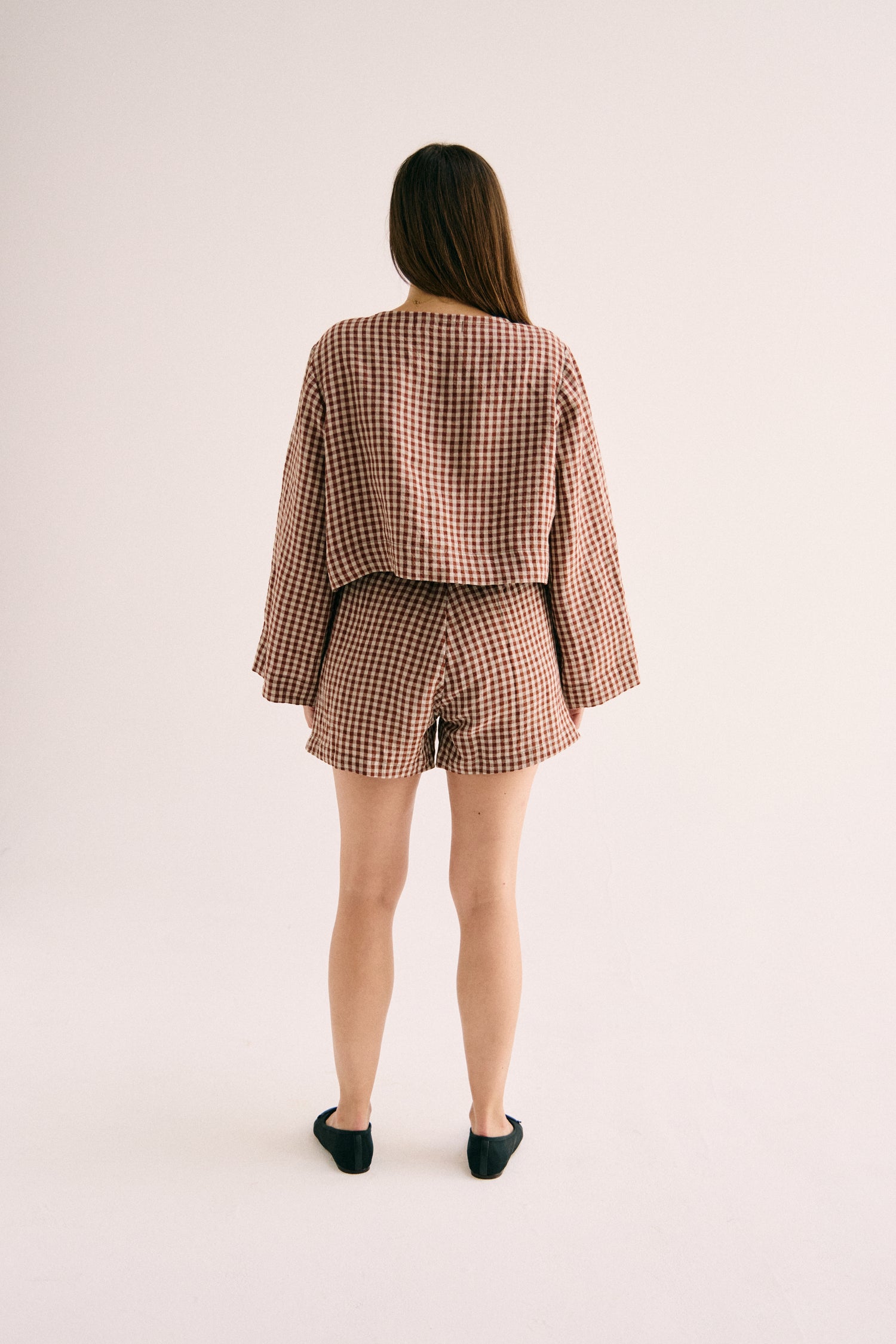 Mila Tie Top - Brown Gingham