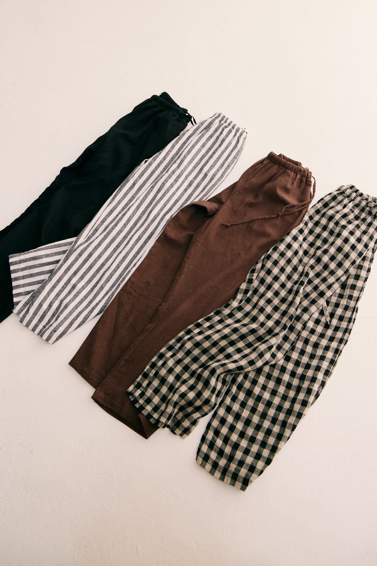 Harlow Side Tie Pant - Brown gingham