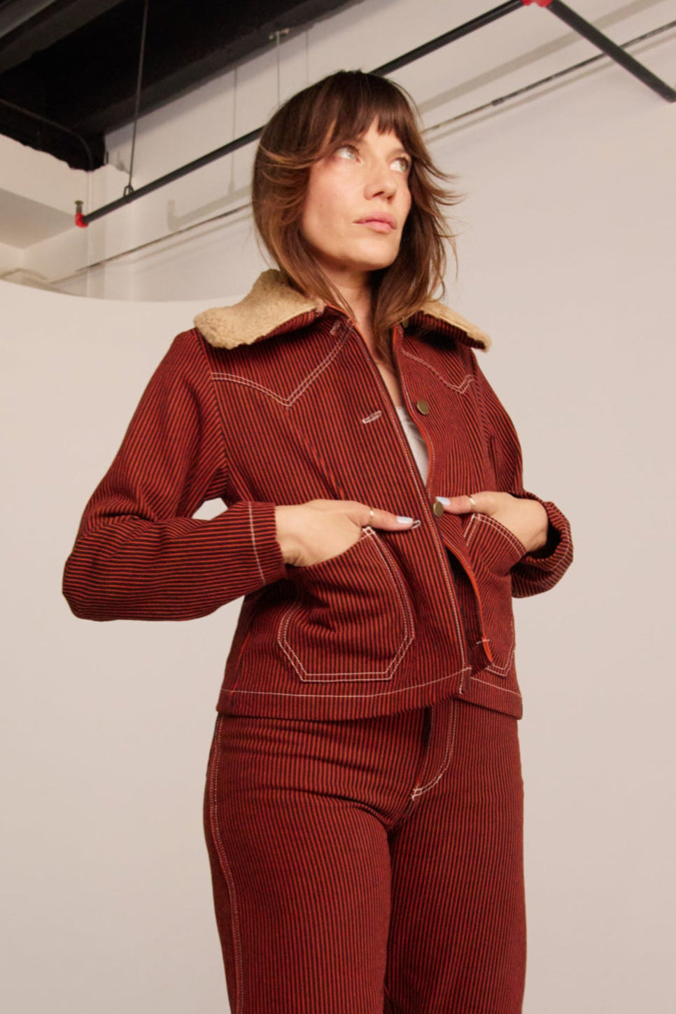 PRE-ORDER Shrunken Ranch Jacket - Red Railroad Stripe (New removable collar)