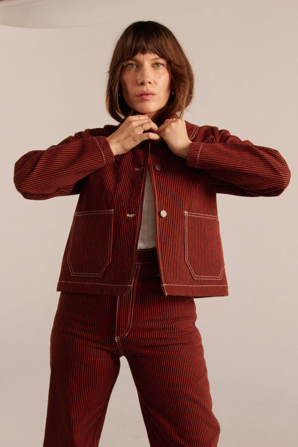 PRE-ORDER Shrunken Ranch Jacket - Red Railroad Stripe (New removable collar)