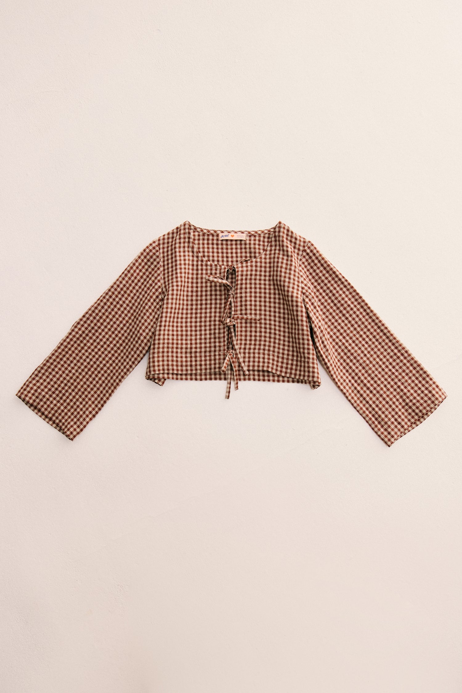 Mila Tie Top - Brown Gingham